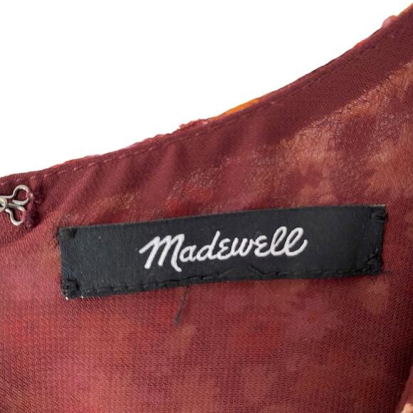 Madewell Long Sleeve Crossover Midi Dress Clipdot Spring Prairie Size medium - Picture 6 of 11